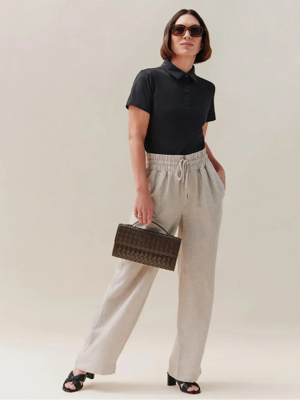Quince 100% European Linen Wide Leg Pants Flax Small